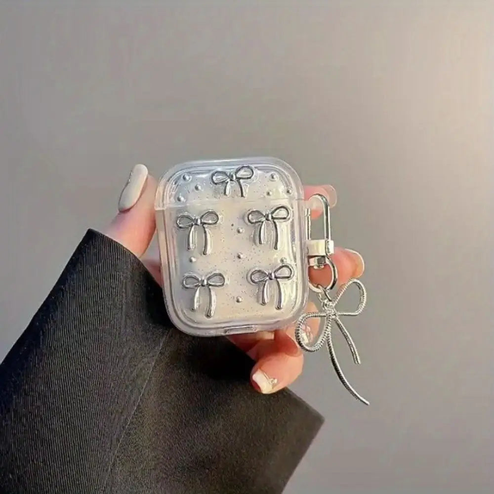 Cute Silver Bowknot AirPods Case