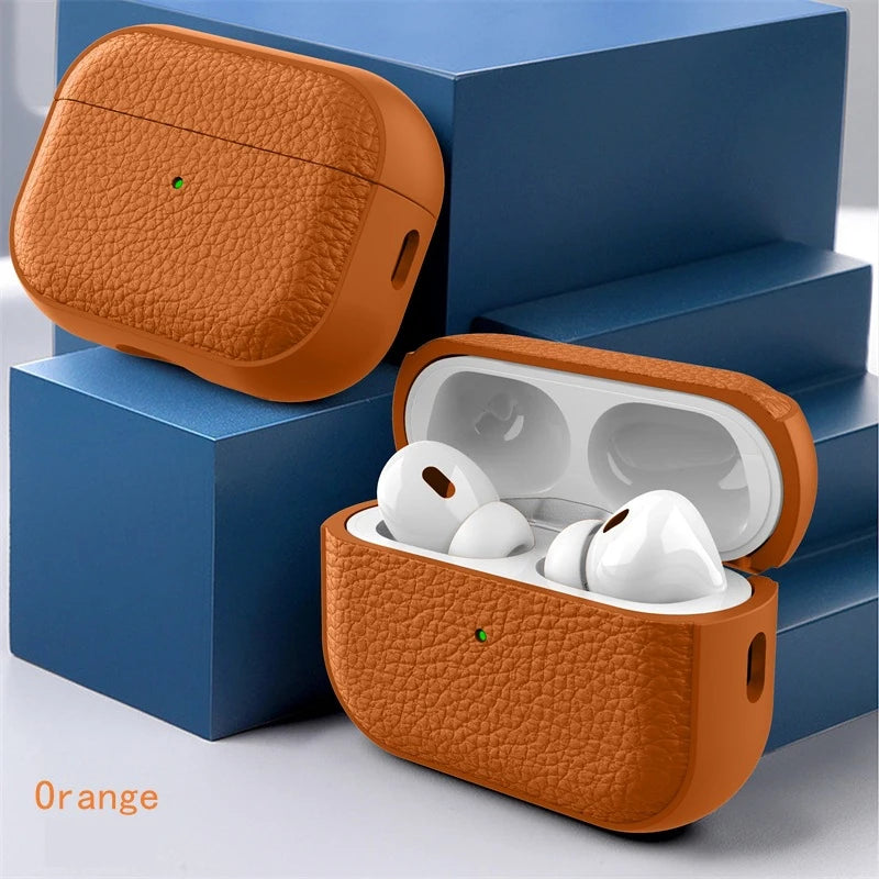 Leather Grain PU AirPods Case