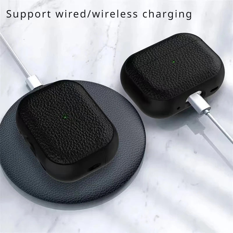Leather Grain PU AirPods Case